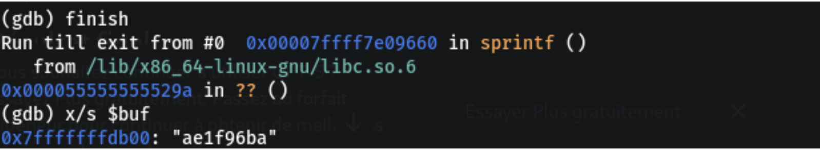 GDB sprintf Breakpoint