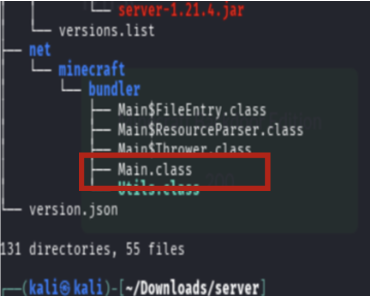 Highlighted Main.class File Structure